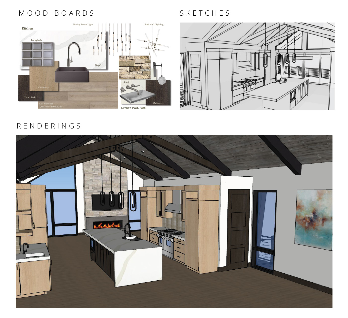 MOODBOARDS, SKETCHES, RENDERINGS